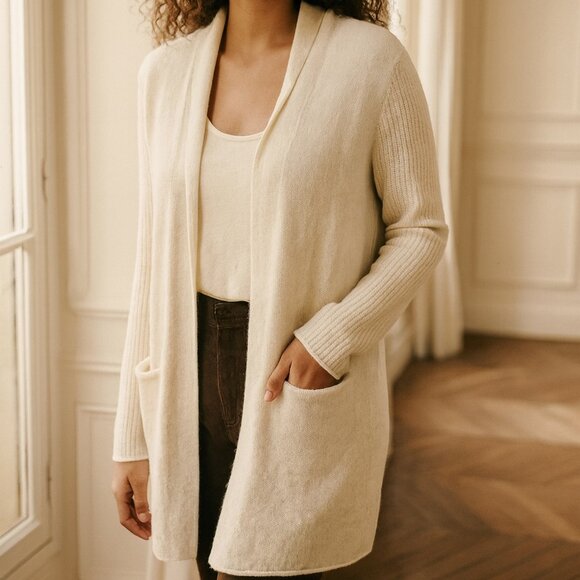 Athleta Off White Cashmere Linen Blend Cabrillo Wrap Medium - Picture 1 of 9